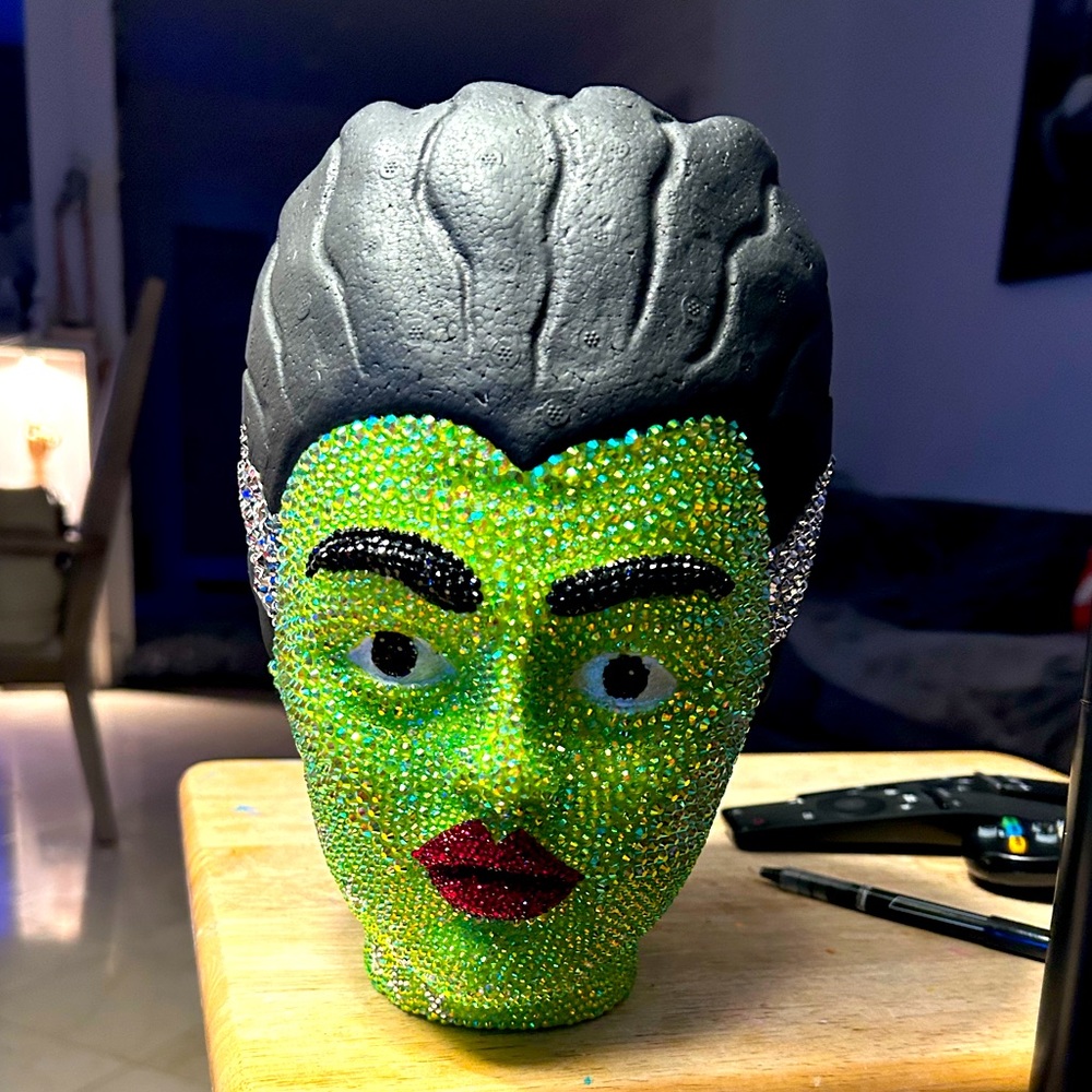 Blinged out Bride of Frankenstein head.